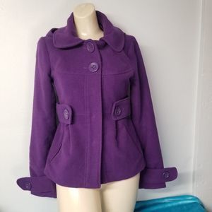 Vibrant Purple Peacoat Coat Size Small jach DD Dakota stretch